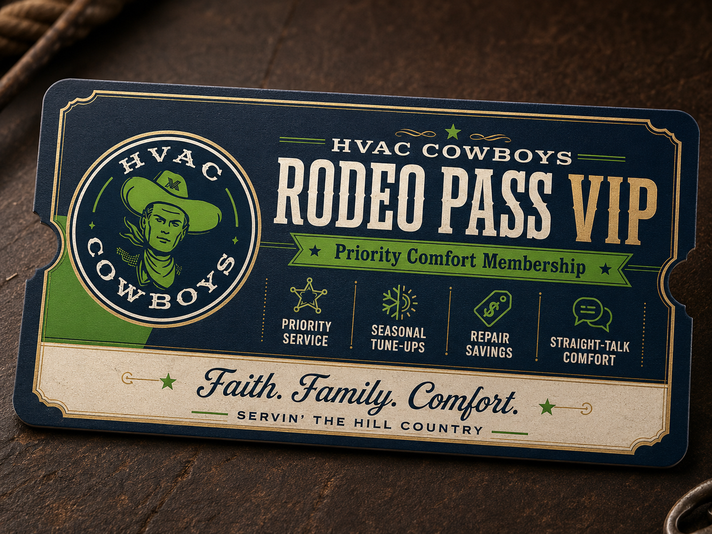 HVAC Cowboys Rodeo Pass VIP membership card